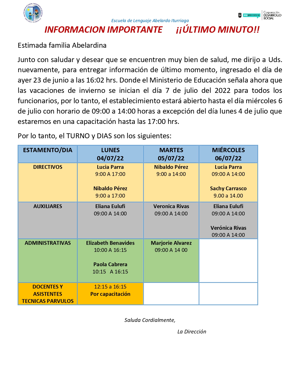COMUNICADO A LAS FAMILIAS VACACIONES INVIERNO 2022 MODIFICADO page 0001